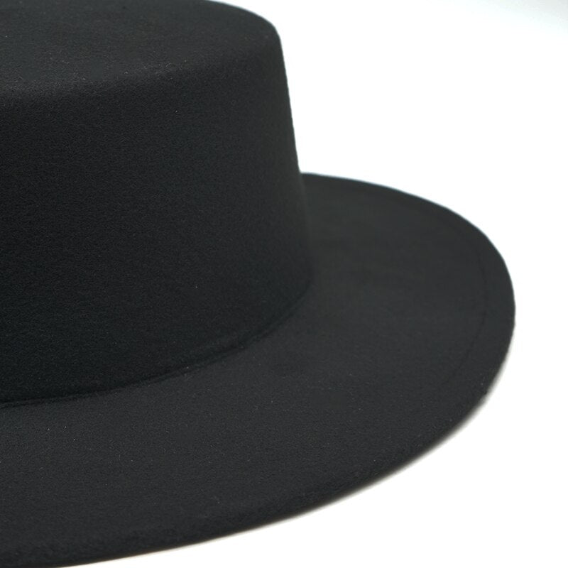 New Fashion 8CM Big side adult Vintage Wide Brim Felt Bowler Hats Floppy Cloche Fedora Cap Hat Band Bowler Elegant female hat