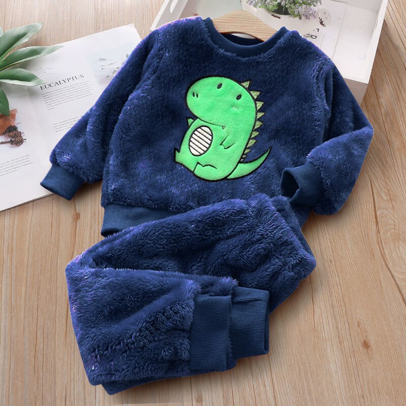 Kids Clothes Flannel Baby Pyjamas Winter Lounge Set Long Johns Kids Clothes Girls Loungewear Clothes Boys Sleepwear Pyjamas Suit