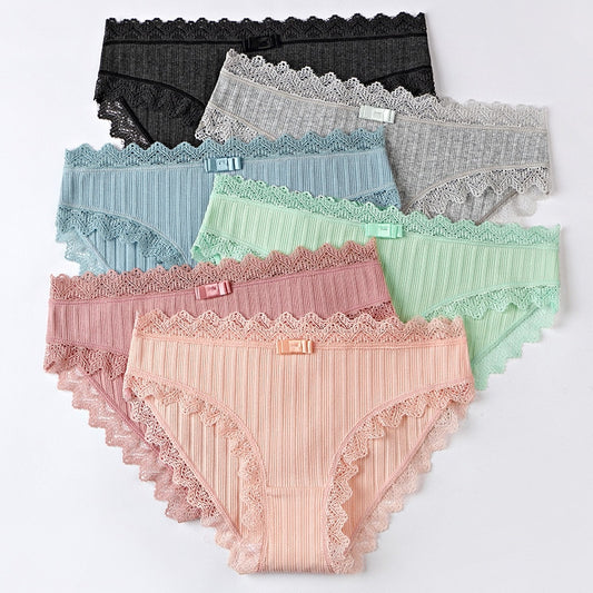 3Pcs Cotton Panties Female Underpants Sexy Panties For Women Lace Briefs Underwear Comfortable Ladies Pantys Lingerie 6 Color