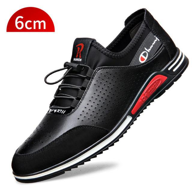 New Fashionable new breathable summer men&#39;s casual leather shoes, increased by 6CM