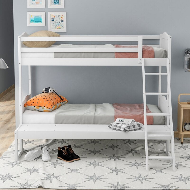 Twin Over Twin/Full Convertible Bunk Bed Bunk Bed With Removable Extra Platform With Ladder