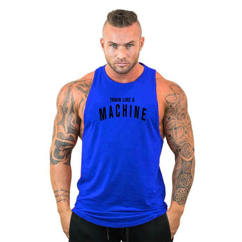 New Brand Summer Men Gym Muscle Bodybuilding Sleeveless Shirt Cotton Street Workout Tank Top Singlet Fitness Sport Print Vest