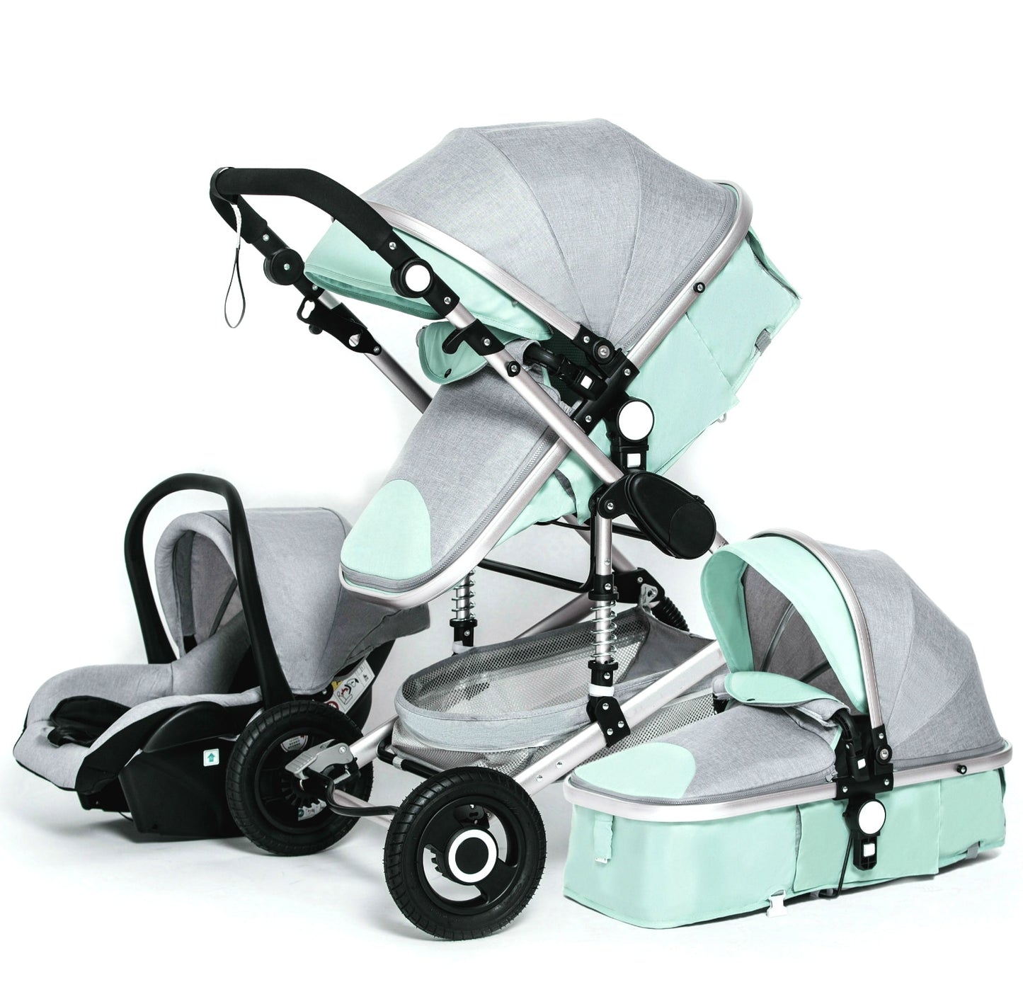 Luxurious Baby Stroller 3 in 1 Portable Travel Baby Carriage Folding Prams Aluminum Frame High Landscape Car for Newborn Baby