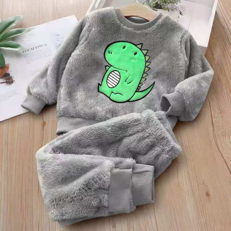 Kids Clothes Flannel Baby Pyjamas Winter Lounge Set Long Johns Kids Clothes Girls Loungewear Clothes Boys Sleepwear Pyjamas Suit