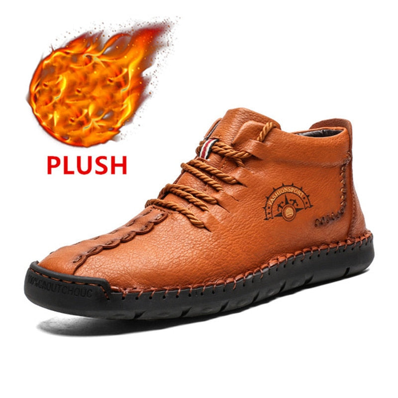 New Winter Men Waterproof Leather Ankle Boots Men Warm Plush Snow Boots Spring Autumn Fashion Men Casual shoes Big Size 39-50