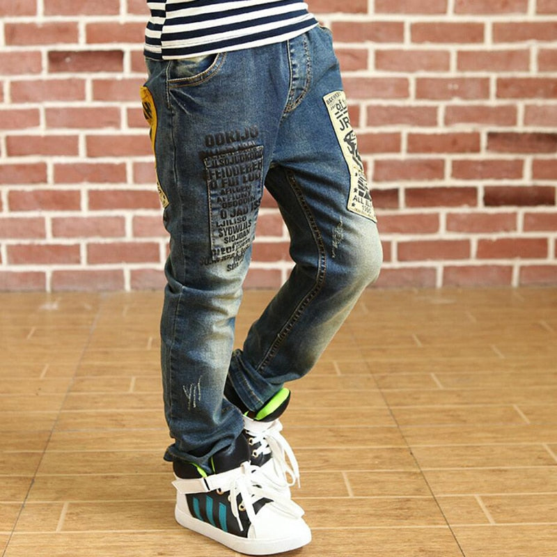 Children clothes long style cotton boys jeans 3-15Y Autumn spring teenage denim trousers teenage boy trousers casual pants