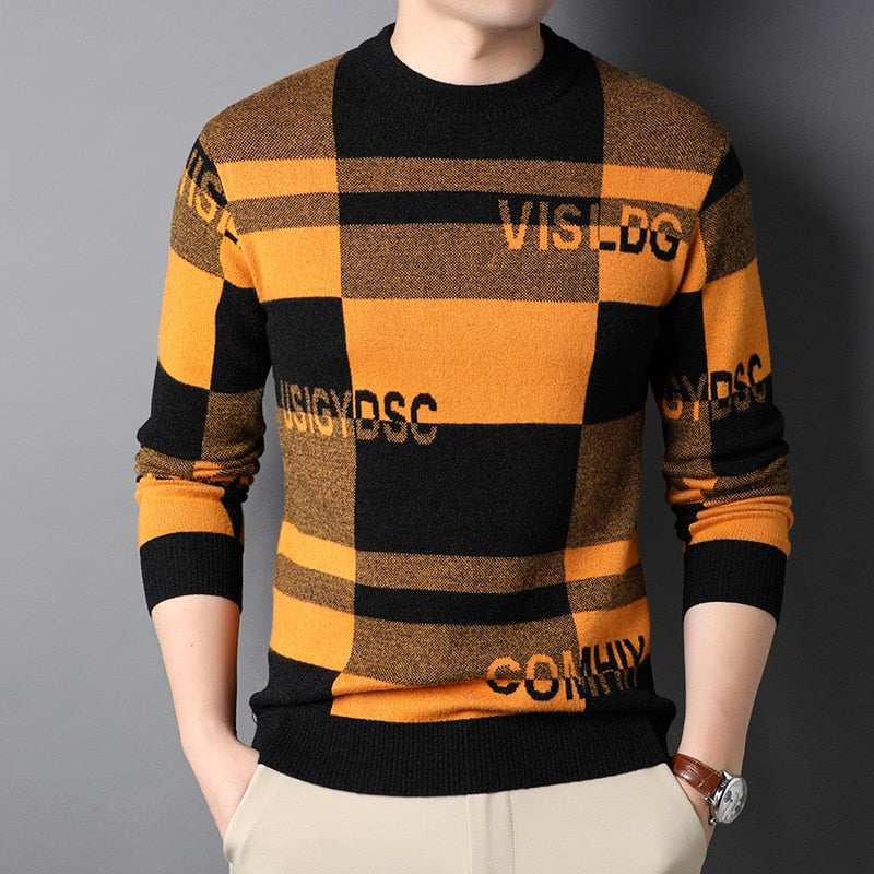 Top Grade New Fashion Designer Brand Luxury Street Wear Knit Pullover Letter Sweater Autum Winter Casual Jumper Mens Clothing