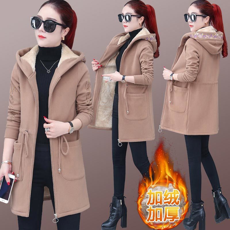 Plus size Lamb plush coat Fall winter Plush famale jacket Women hoodie Plus thick velvet Hooded Tops bulk items wholesale lots