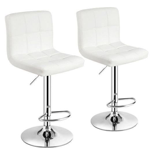 Set of 2 Adjustable Bar Stools PU Leather Swivel Kitchen Counter Pub Chair HW66492