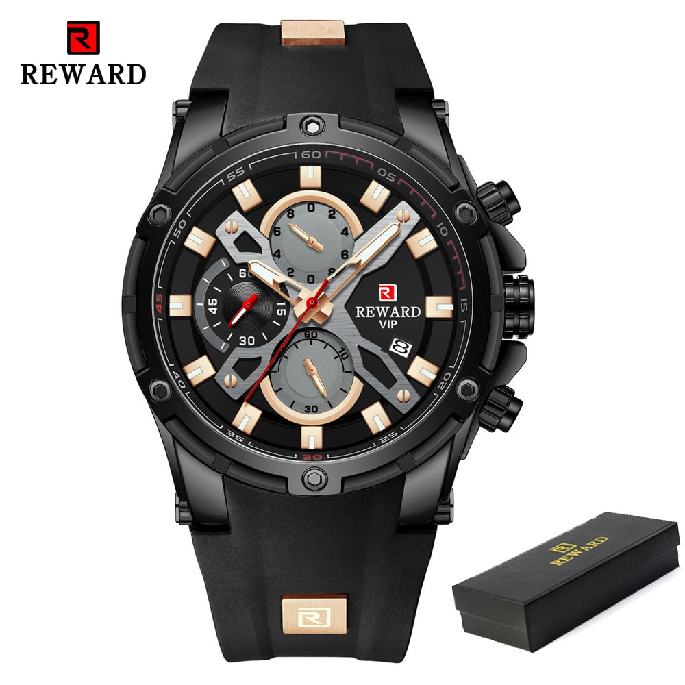 2022 New REWARD Mens Watches Blue Waterproof Top Luxury Brand Chronograph Sport Watch Quartz For Men Wristwatch Military Male