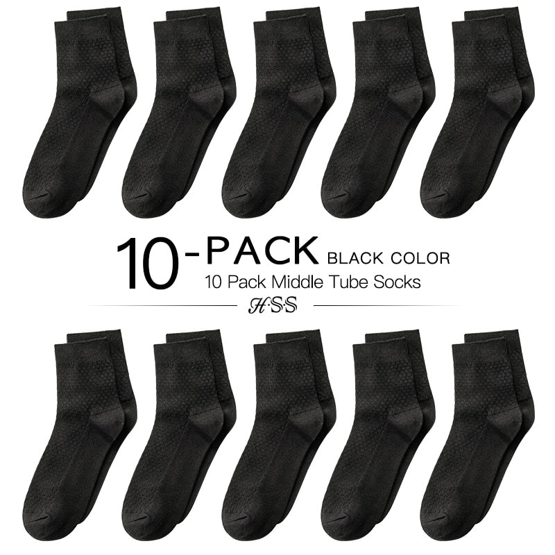 HSS Brand 10 Pairs/Lot Men Bamboo Fiber Socks Men Compression Summer Middle Socks Business Casual Mens Low Sock Big Size EU38-45