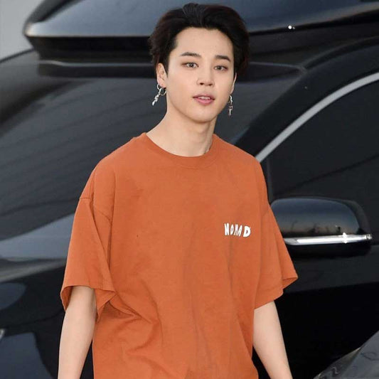 Jimin Tee Orange T-shirt Short Sleeve Top Casual Loose Korean Unisex Fashion Cotton Print Tops Summer O-Neck Bangtan Boys Tshirt