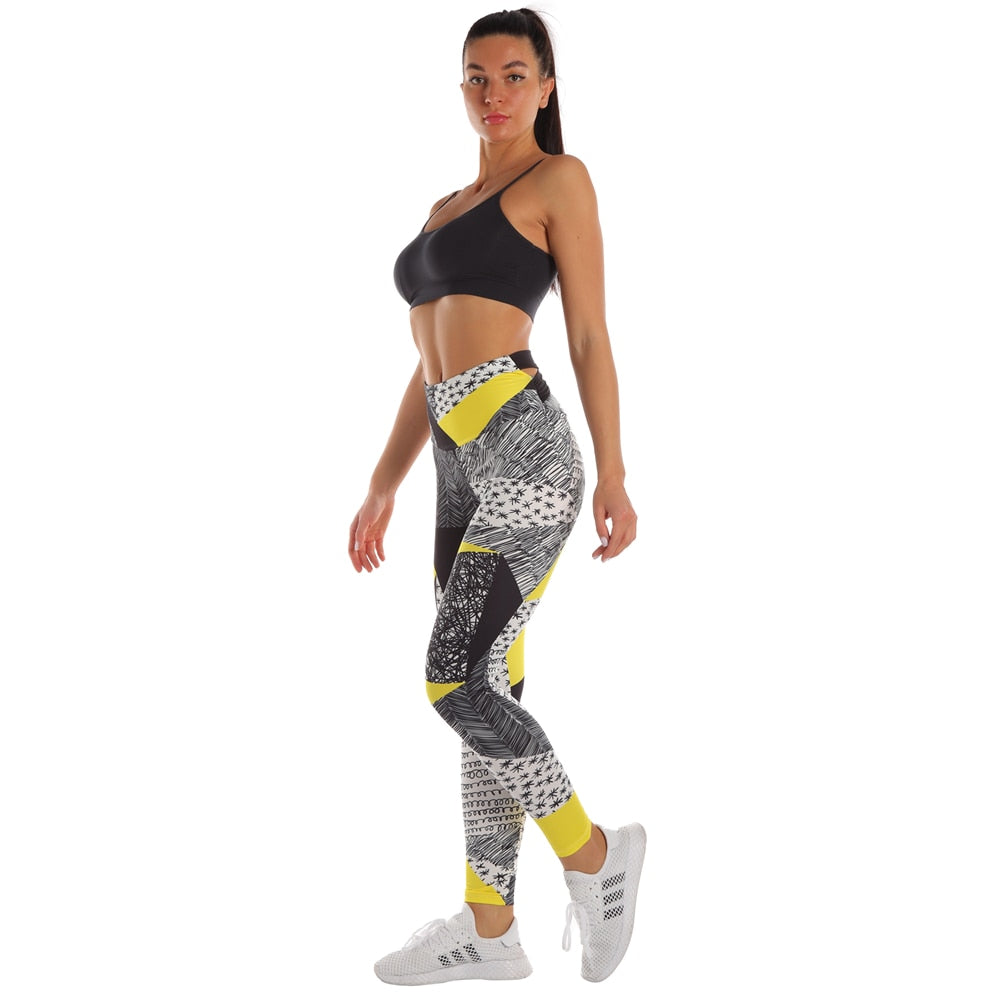 Zohra Woman Pants Workout Legging Contrast Stitching Printing Fitness Leggins High Waist Slim Legins Gym Bandage Leggings