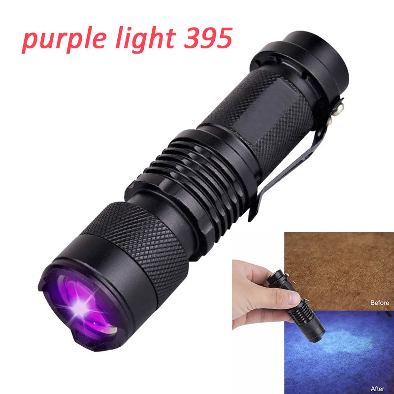 Purple Light 365/395 Nm UV Flashlight Handheld Portable Ultraviolet Detector Fluorescent Agent Detection Purple Lamp Flashlight