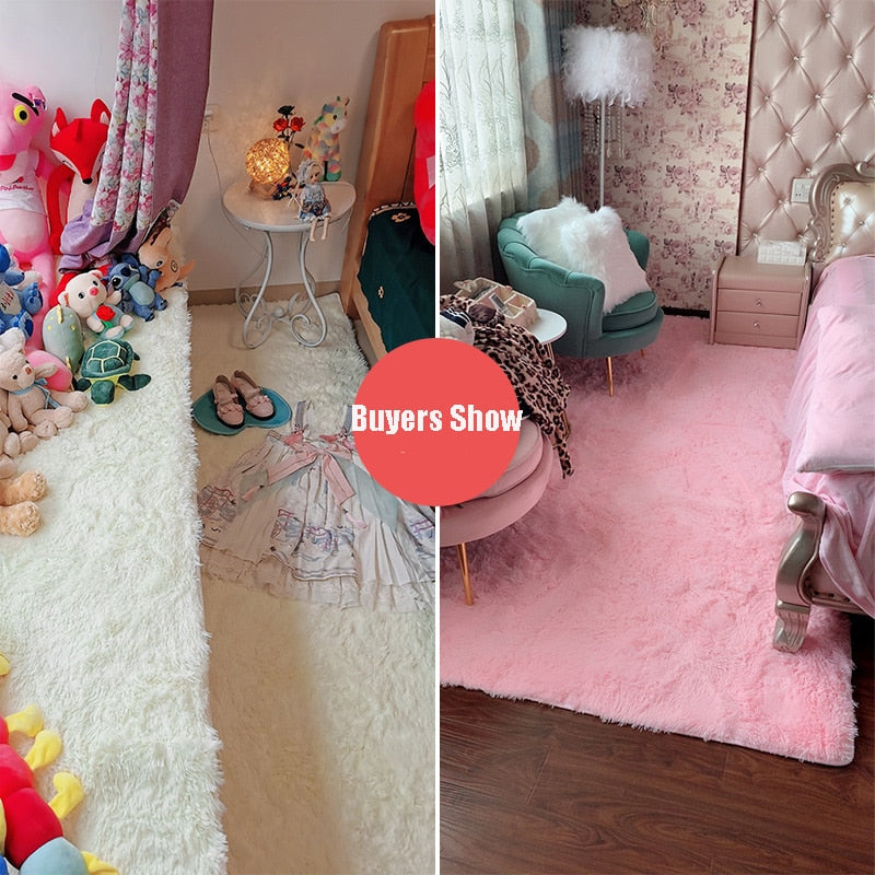 Pink Carpet For Girls Shaggy Children&#39;s Floor Soft Mat Living Room Decoration Teen Doormat Nordic Red Fluffy Large Size Rugs