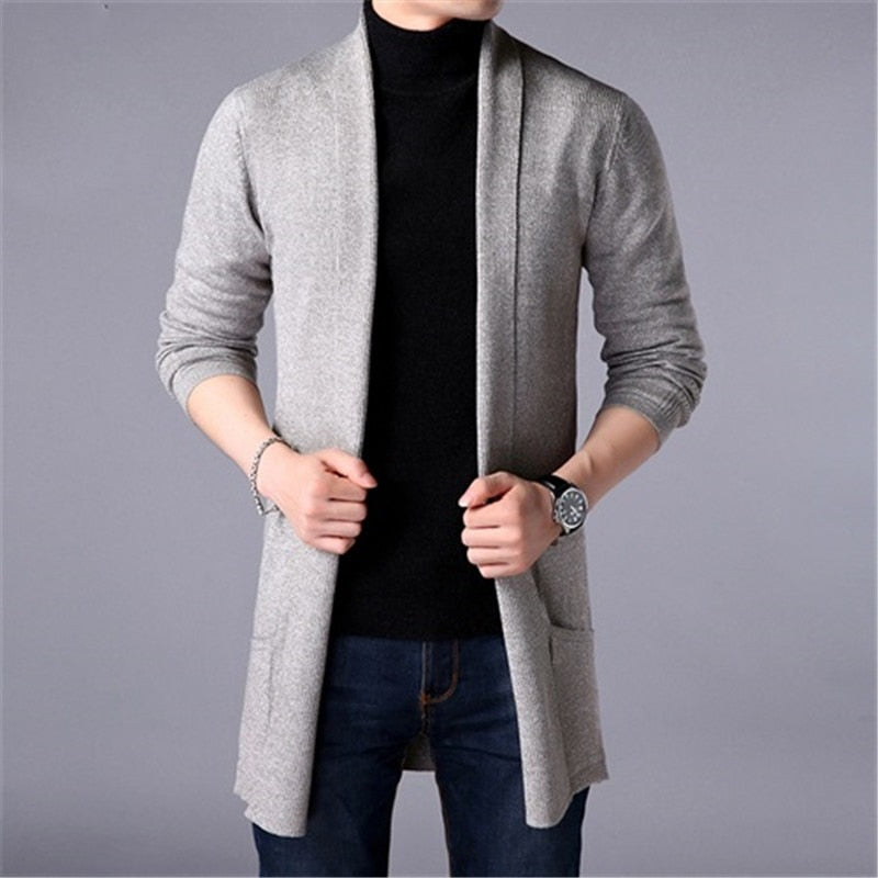 FAVOCENT Men Thin Knitted Cardigan Sweater Spring Autumn Solid Sweater Bottoming Long Sleeved Mens Slim Fit Cardigan Sweater