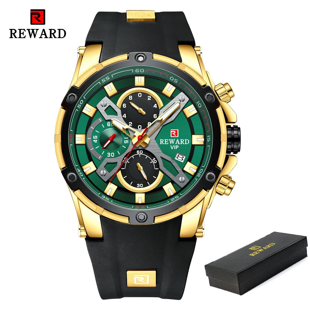 2022 New REWARD Mens Watches Blue Waterproof Top Luxury Brand Chronograph Sport Watch Quartz For Men Wristwatch Military Male