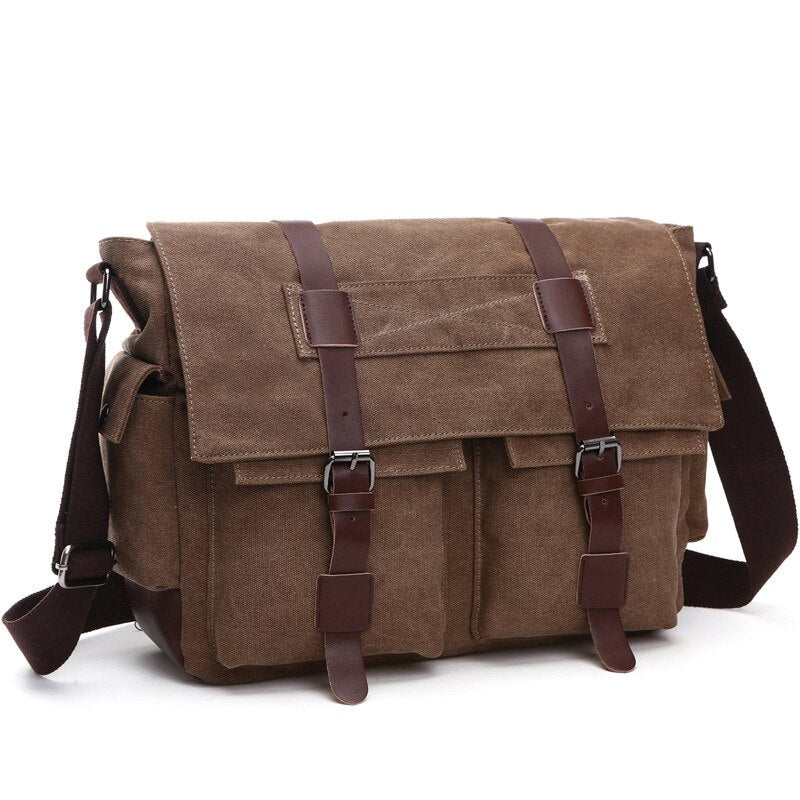 Scione Retro Men Messenger Bags Canvas Handbags Leisure Work Travel Bag Man Business Crossbody Bags Briefcase for Male Bolsas