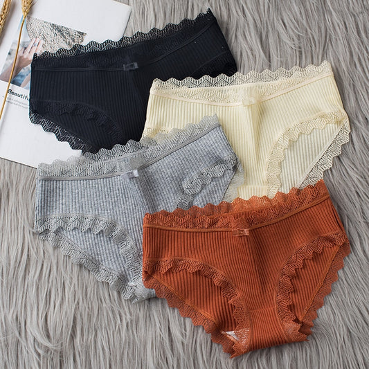 3PCS/lot Cotton Panties Women Comfortable Underwears Sexy Middle-Waisted Underpants Female Lingerie Big Size Ladies Briefs