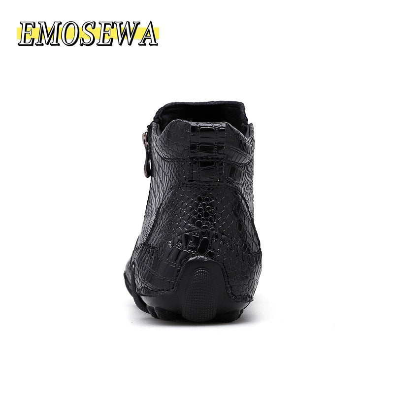 EMOSEWA 2020 New Autumn Winter Fashion Men Boots Vintage Style Casual Men Shoes High-Cut Lace-Up Men Warm Boots Plus Size 38-47