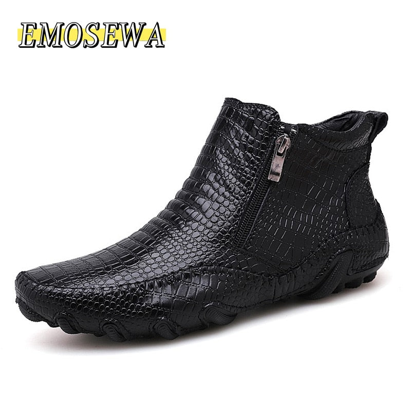 EMOSEWA 2020 New Autumn Winter Fashion Men Boots Vintage Style Casual Men Shoes High-Cut Lace-Up Men Warm Boots Plus Size 38-47
