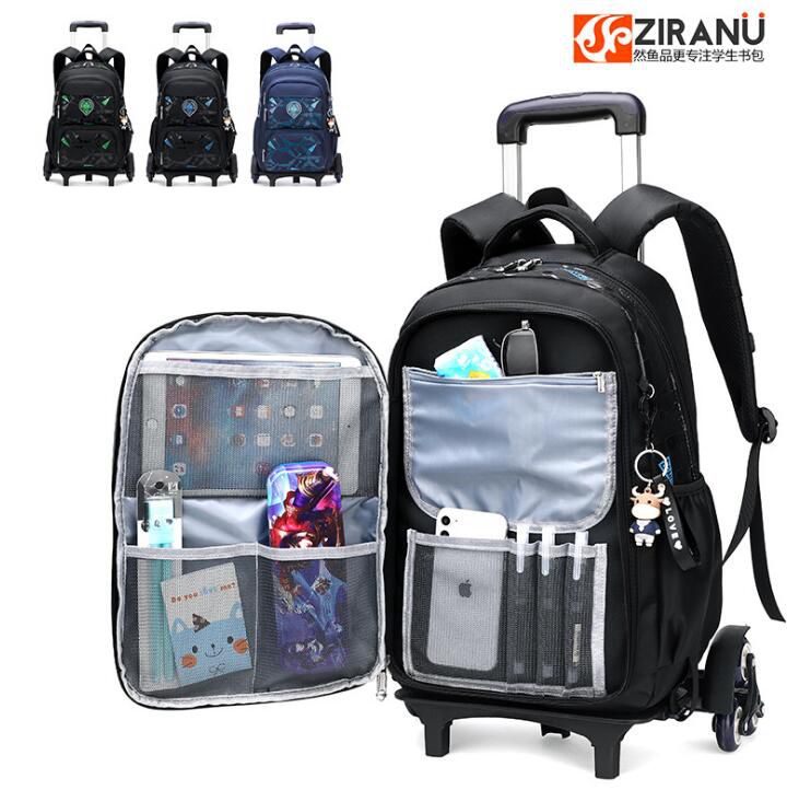 School backpack bag with wheels  School Rolling Bags Student wheeled Backpacks for boys Children School Trolley Bag On wheels