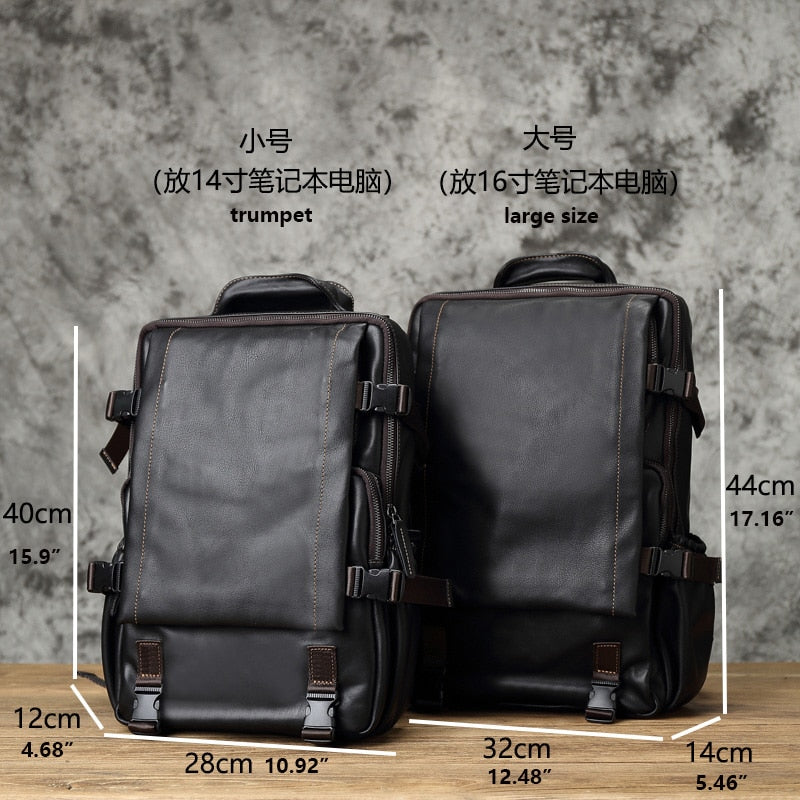 NZPJ Leather Men&#39;s Backpack  First Layer Cowhide Leisure Business Travel Backpack Large Capacity Computer Bag Women&#39;s Schoolbag