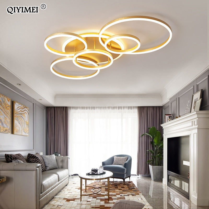 Gold White Modern LED Chandelier Lighting For Living Study Room Lights Indoor Lamps Parlor Foyer Lustres Chandeliers Luminaire