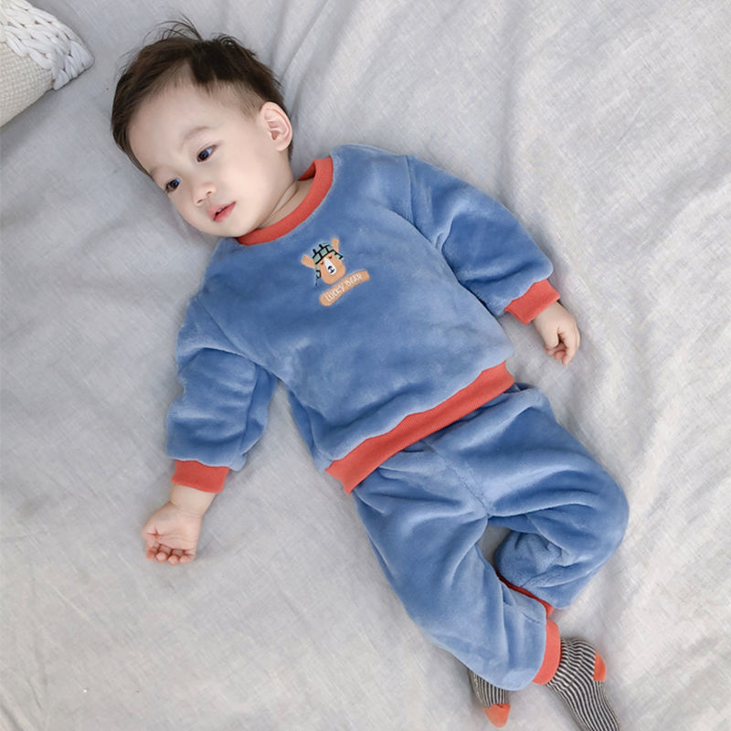 Kids Clothes Flannel Baby Pyjamas Winter Lounge Set Long Johns Kids Clothes Girls Loungewear Clothes Boys Sleepwear Pyjamas Suit