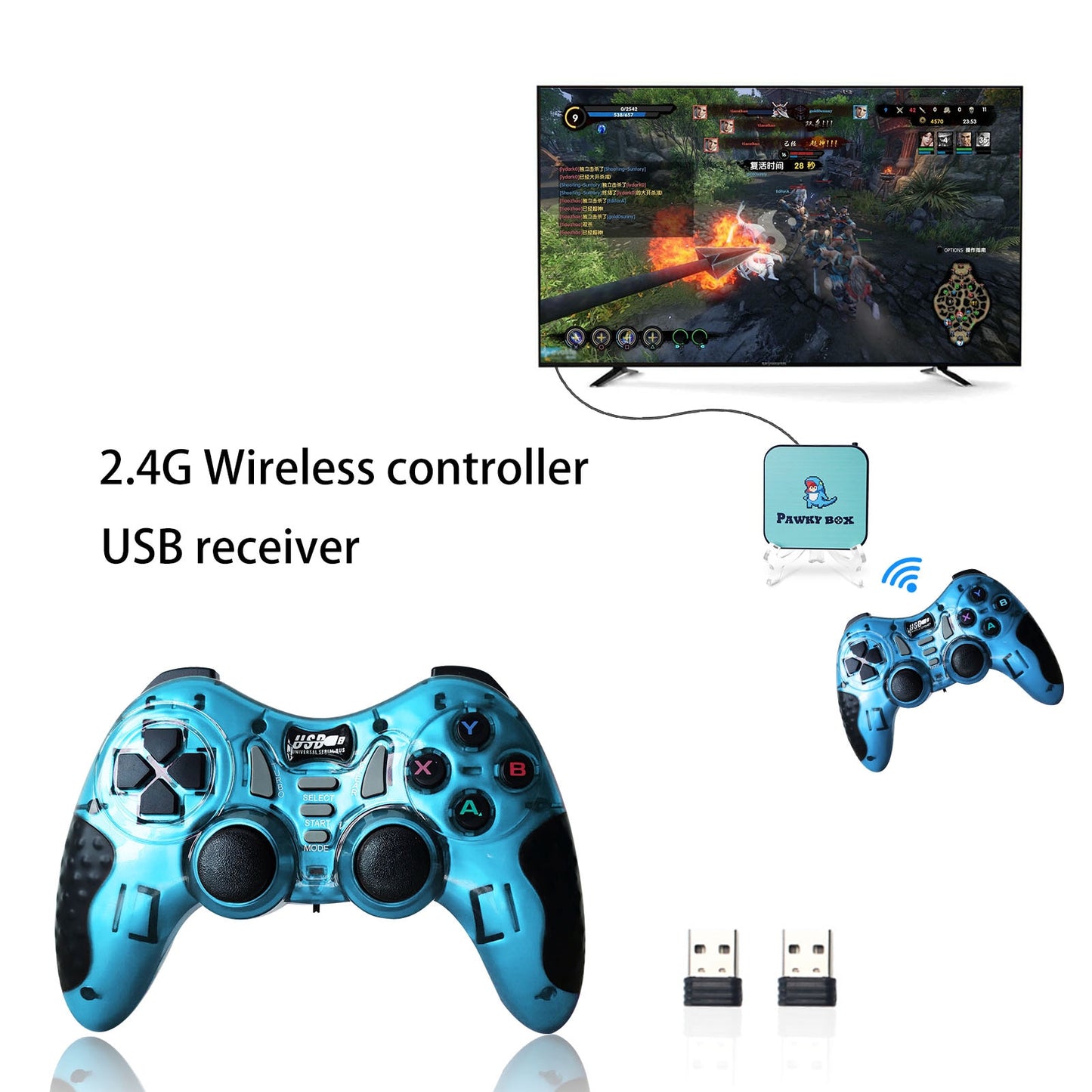 2pcs/set 2.4G Wireless Game Controller with USB Adapter for PS3 Gamepad for PC Laptop Android TV Box Device Gaming Joystick