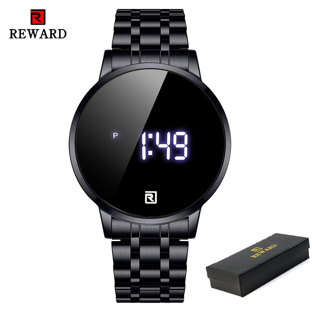 REWARD Men Watches Top Luxury Brand Fashion Touch LED Digital Watch Men Gold Steel Band Waterproof Wristwatch relogios masculino