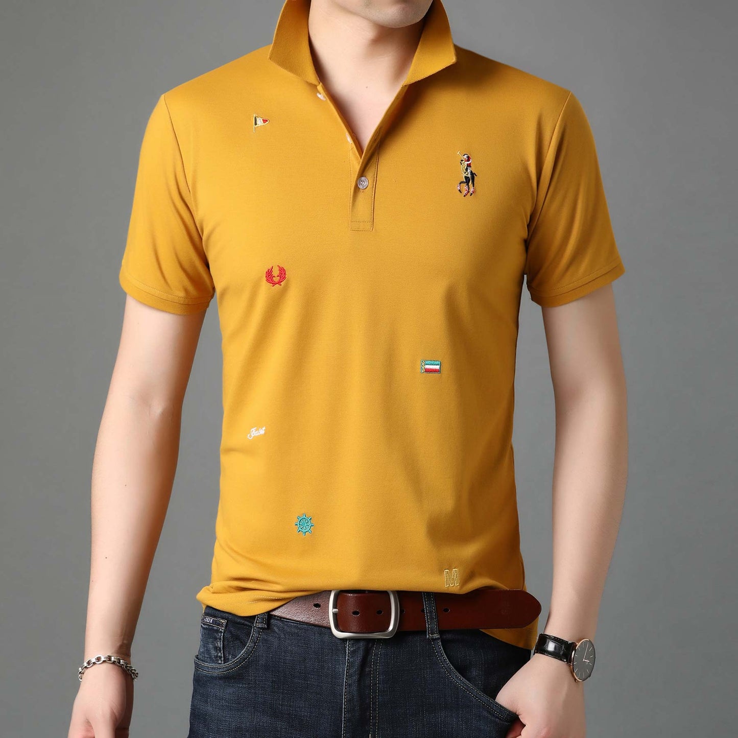 Polo Shirt Men New Summer Brand Turn Down Collar Top Quality Designer Short Sleeve Casual Tops Fashions Man Clothing 2022