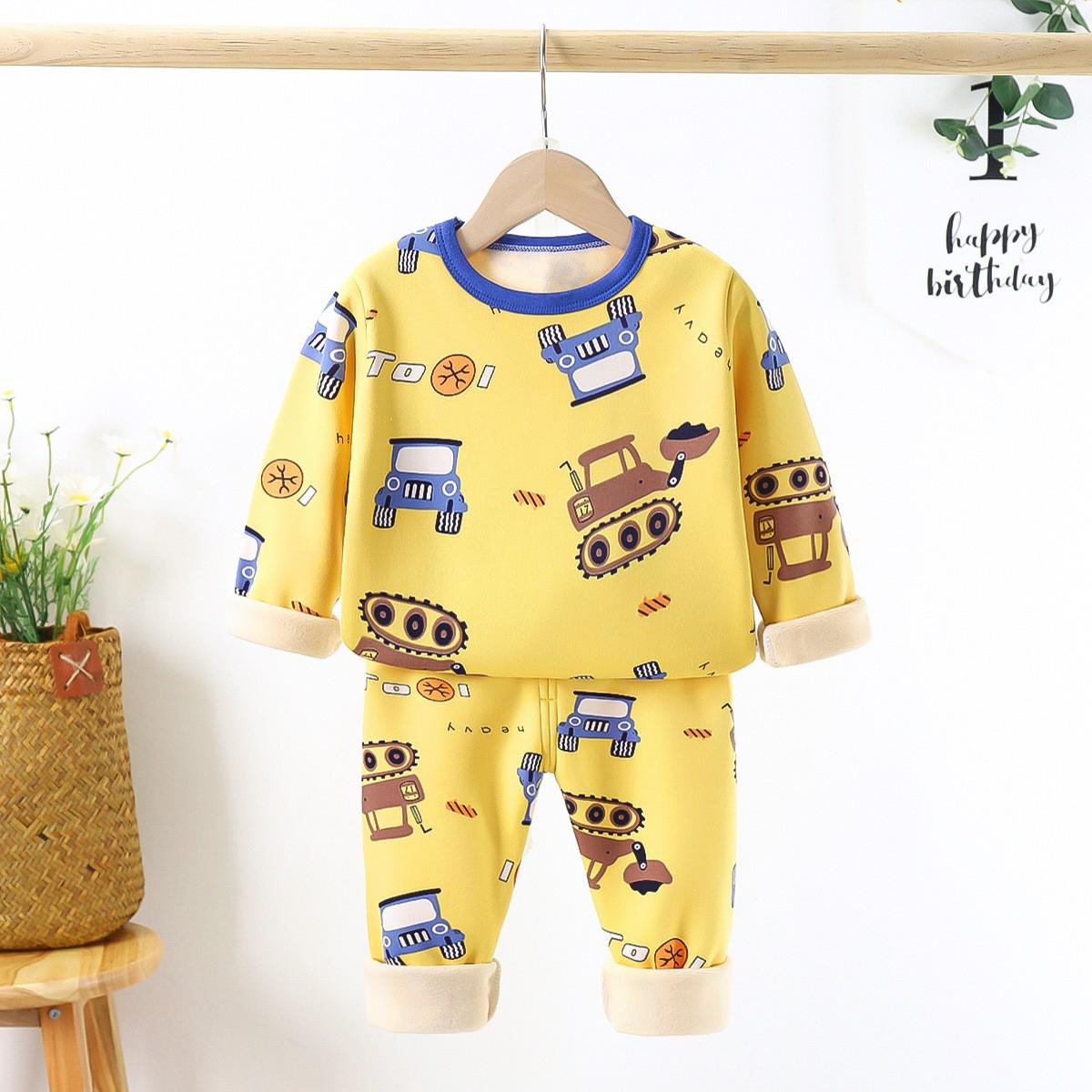 Children Pyjamas Winter Kids Clothing Sets Warm Fleece Pajamas For Boys Thicken Dinosaur Girls Sleepwear Baby Thermal Underwear