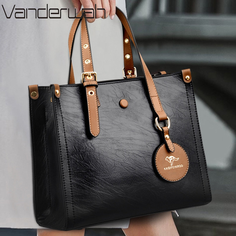 3 Layers Casual Tote Vintage Ladies Tote Hand Bag Leather Luxury Handbags Women Designer Bags for Women 2021 Sac A Main Femme