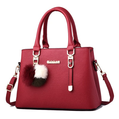 Vento Marea Classic Tote Bag For Women 2021 Winter New Pu Leather Ladies Shoulder Bag Large Capacity Hairball Purse And Handbags