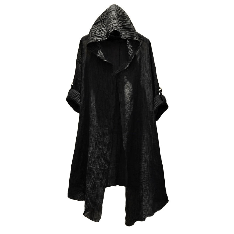 Translucent Linen cloak Thin Trench Men Gothic long coat Stranger things mysterious Dustcoat Men Cardigan Spring summer jacket