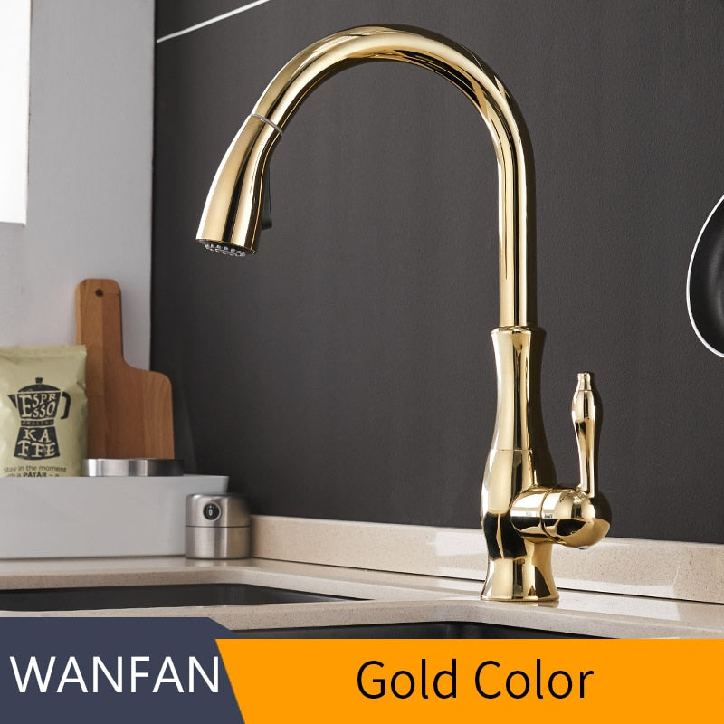 Gold Kitchen Faucets Silver Single Handle Pull Out Kitchen Tap Single Hole Handle Swivel Degree Water Mixer Tap Mixer Tap 866011