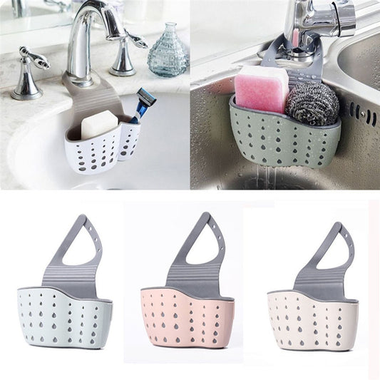 Simple Drain Rack Bathroom Sink Adjustable Basket Kitchen Silicone Soap Rack Drain Sponge Faucet Kitchen Tool Accessories