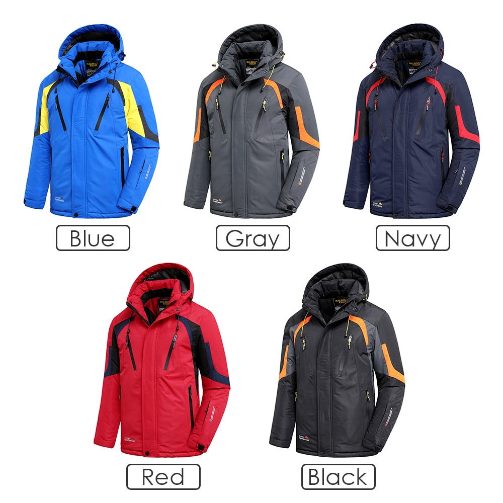 Men 2022 Winter New Outdoor Jet Ski Snow Warm Parkas Jacket Coat Men Outwear Brand Casual Hat Waterproof Thick Fleece Parka Men