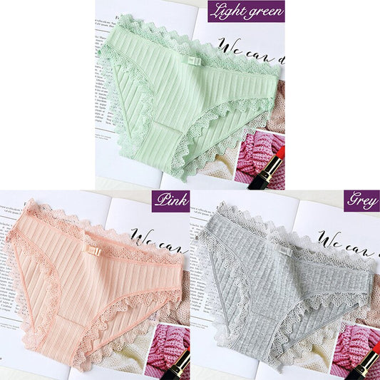 3Pcs Cotton Panties Female Underpants Sexy Panties For Women Lace Briefs Underwear Comfortable Ladies Pantys Lingerie 6 Color