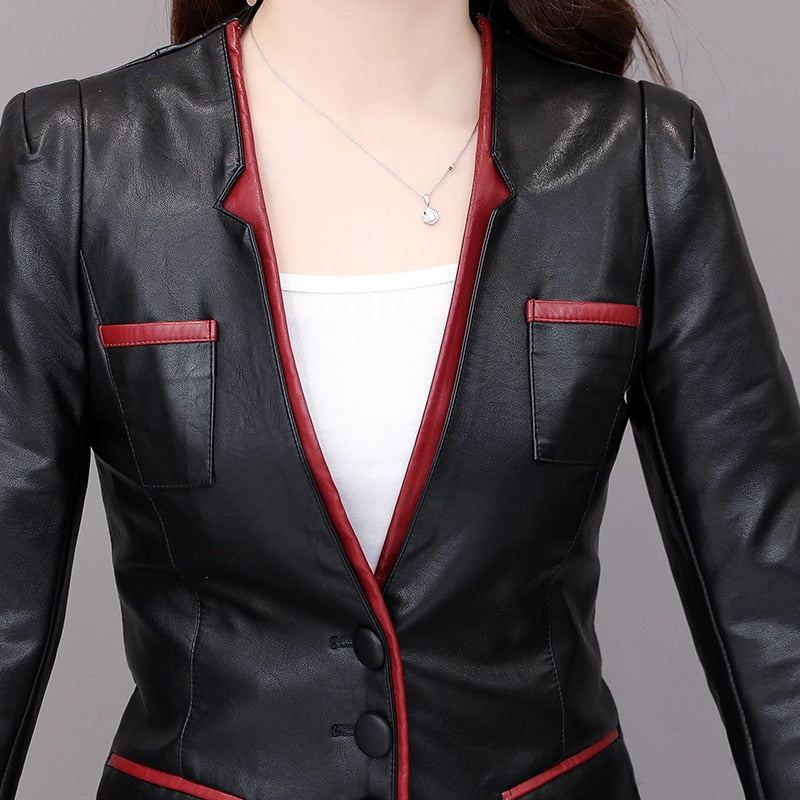 2020 New Autumn Women Pu Leather Jacket Woman Zipper Short Coat Female Black Punk Bomber Faux Leather Outwear spring Blazer tops