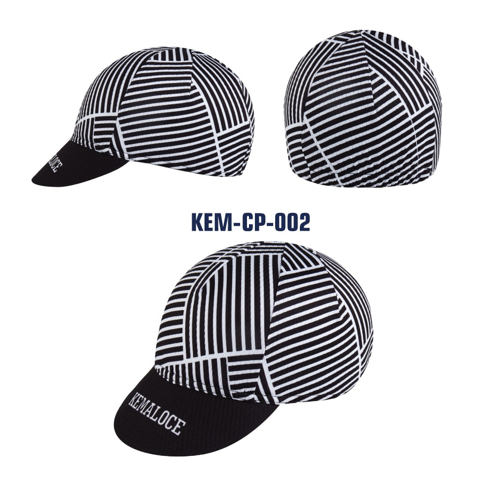 KEMALOCE Men Cycling Cap Anti-UV Summer Elastic Quick Dry Bike Cap 2022 White/Black/Blue Mesh Outdoor Breathable Cycling Hat