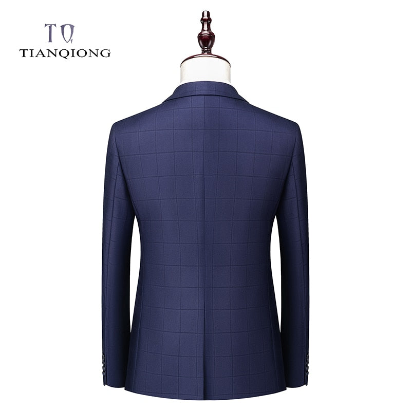 TIAN QIONG Plaid Suits Men 2020 New Style Designer Suits Slim Fit Wedding Suits for Men 3 Pieces Suit (Jacket+Pants+Vest)