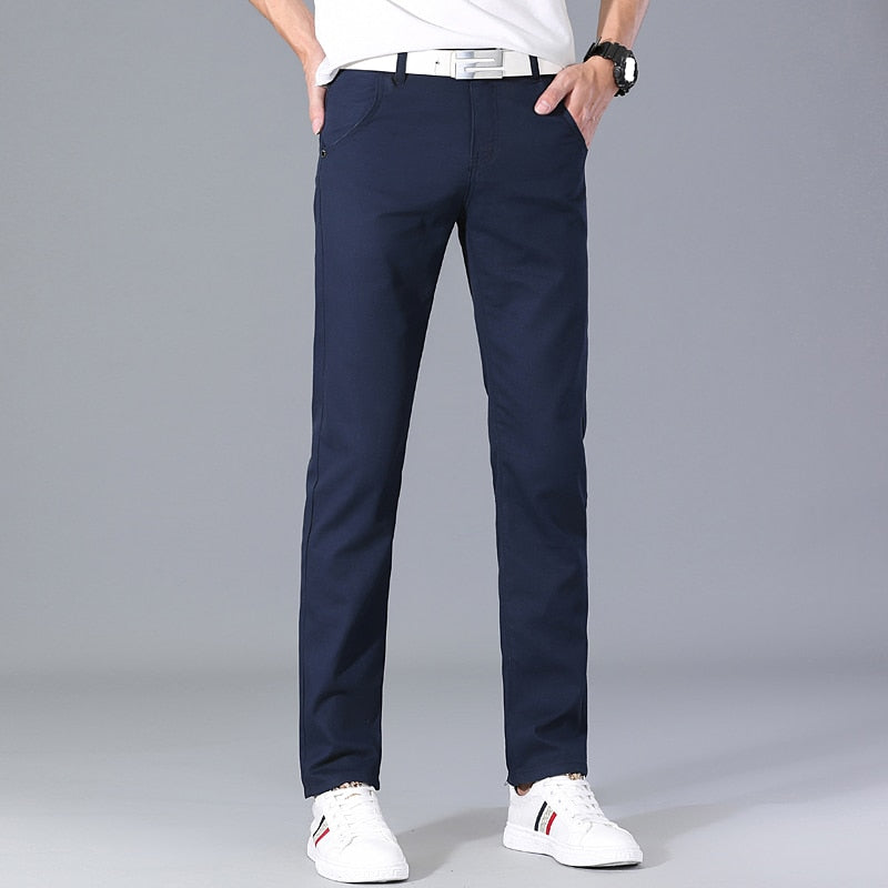 2022 Spring autumn New Casual Pants Men Cotton Slim Fit Chinos Fashion Trousers Male Brand Clothing 9 colors Plus Size 28-38
