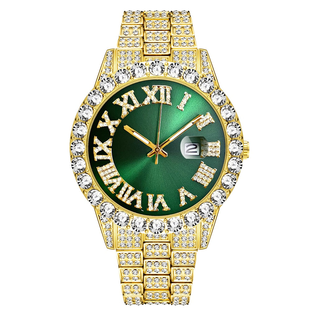 Iced Out Watch Men Luxury Brand Full Diamond Mens Watches AAA CZ Quartz Men&#39;s Watch Waterproof Hip Hop Male Clock Gift For Men