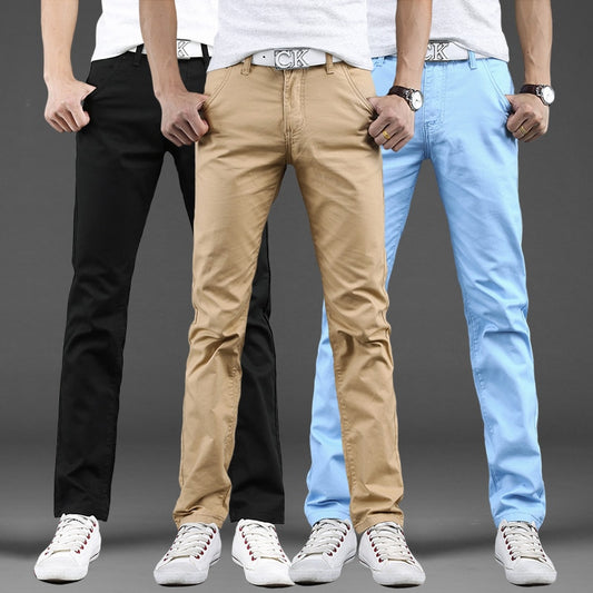 2022 Spring autumn New Casual Pants Men Cotton Slim Fit Chinos Fashion Trousers Male Brand Clothing 9 colors Plus Size 28-38