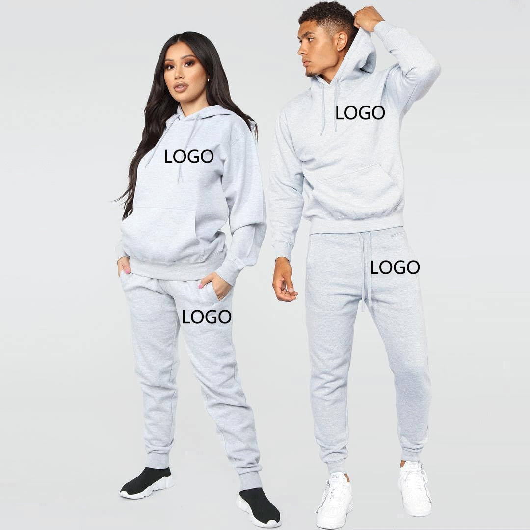 Fleece Tracksuits Men Women Two Pieces Set Hooded Oversized Sweatshirt Pants Solid Color Hoodie Autumn Winter Casual Suits 2021