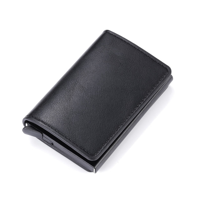 Customized 2022 Credit Card Holder Wallet Men Women RFID Aluminium Bank Cardholder Case Vintage Leather Wallet with Money Clips