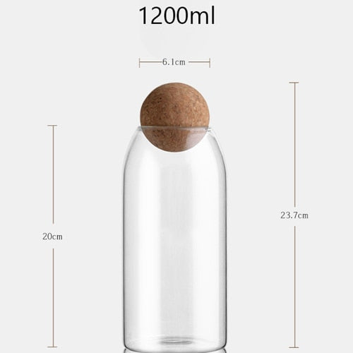 Transparent Lead-Free Glass Cork Sealed Can Storage Tank Grains Storage Jar Creative Cork Tea Containers Kitchen Storage