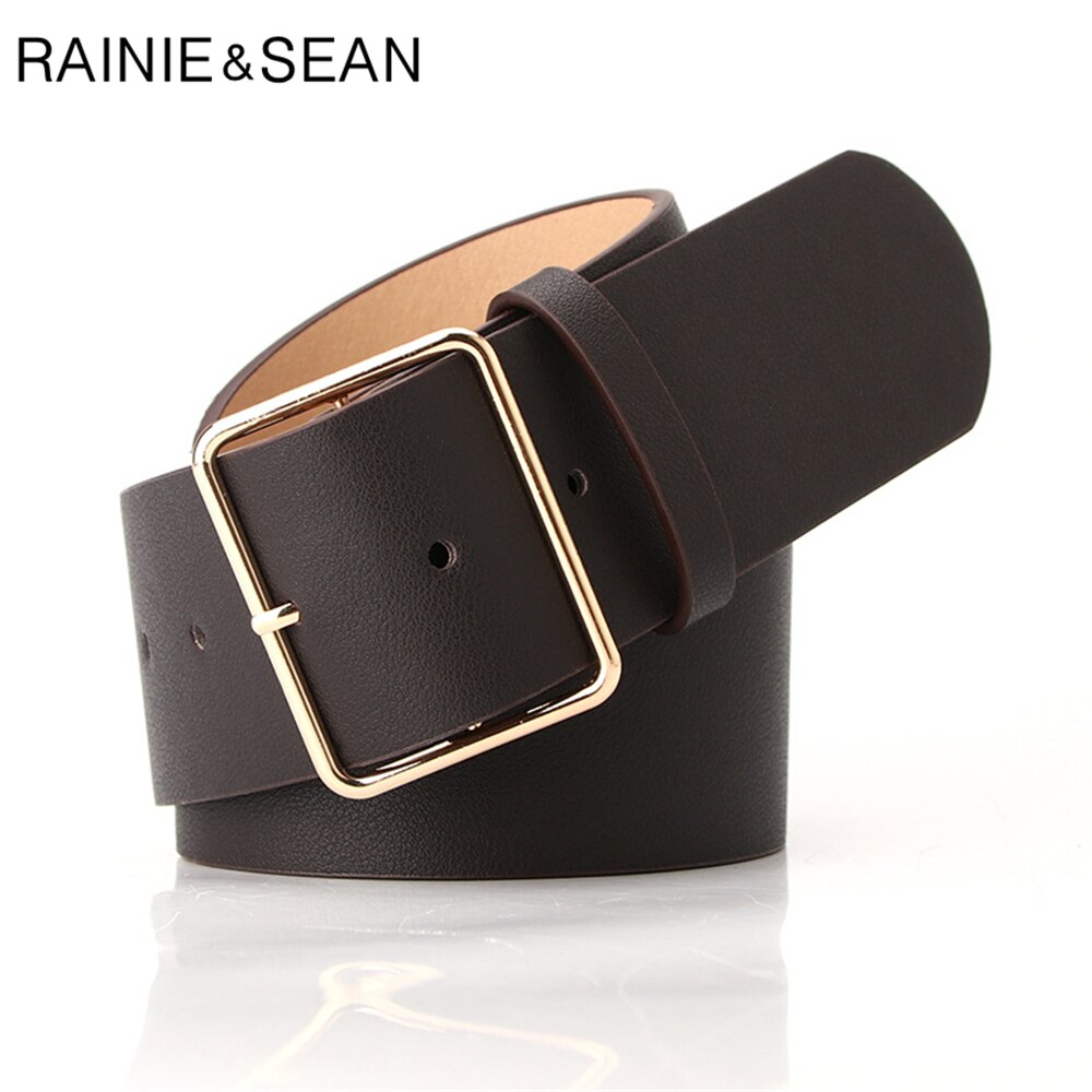 RAINIE SEAN Army Green Women Belt Ladies Waist Belt for Trousers Casual Buckle Pu Leather Wide Belt Women Accessories 104cm